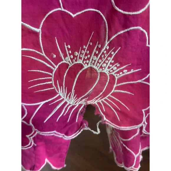 Anthropologie Eloise Floral Embroidered Kimono Robe Dress M/L Pink Boho Lounge - Picture 11 of 11